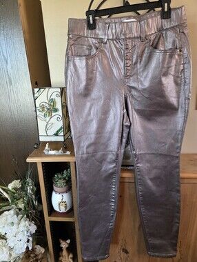 🆕️ Lane Bryant Metallic Coated High-Rise Pull On Jegging Pants Size 12